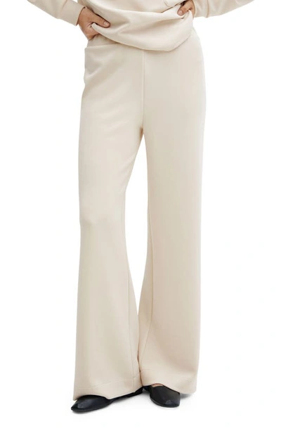 Mango Wide Leg Drawstring Pants In Ecru