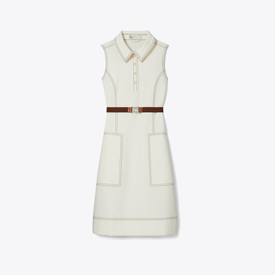 Tory Burch Pick Stitch Stretch Golf Dress In New Ivory