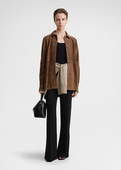 Totême Soft Suede Shirt Tobacco In Burgundy