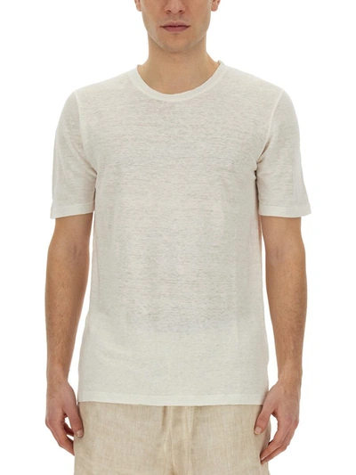120% Lino T-shirt In White Linen