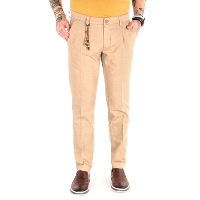 Yes Zee Beige Cotton Jeans & Pant In Brown