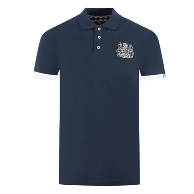 Aquascutum Elegant Cotton Polo With Contrast Logo Men's Emblem In Blue