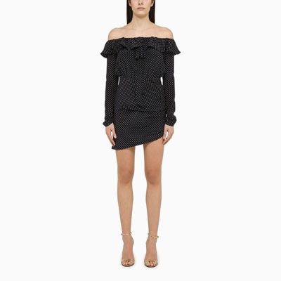 ALESSANDRA RICH ALESSANDRA RICH MINIDRESS WITH WHITE POLKA DOTS