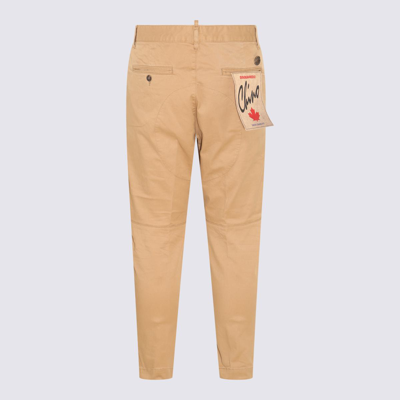DSQUARED2 DSQUARED2 LIGHT BROWN COTTON BLEND TROUSERS