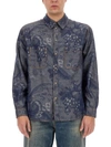 Etro Paisley Pattern Shirt In Denim
