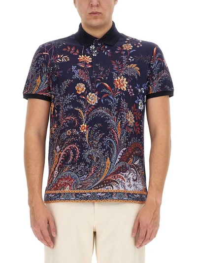 Etro Floral Paisley Polo Shirt In Blue