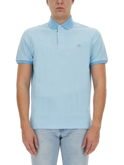 Etro Polo Shirt With Pegasus Motif In Baby Blue