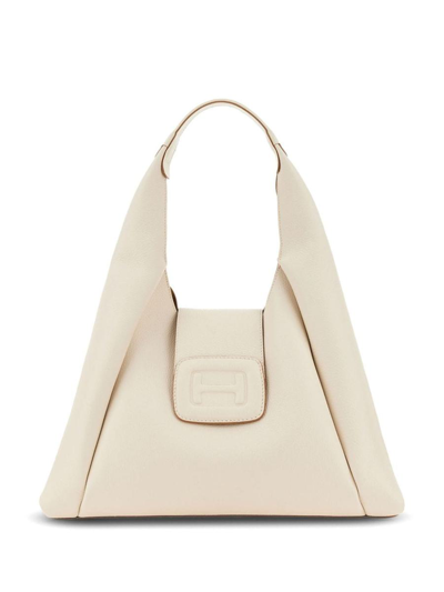 Hogan Medium H-bag Hobo Shoulder Bag In Beige