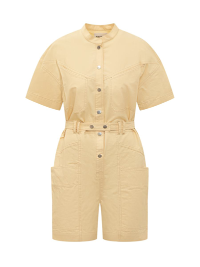 Isabel Marant Étoile Kiara Short Sleeved Dungaree In Yellow