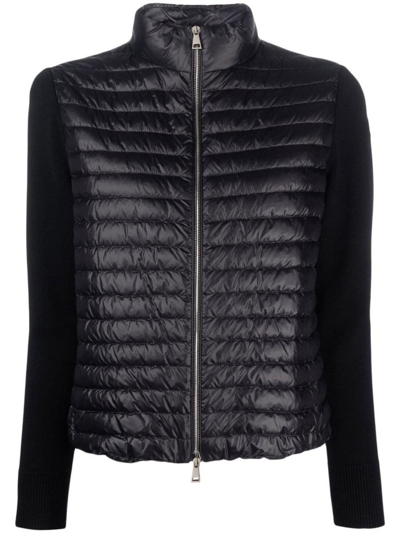 Moncler Padded Zip-up Cardigan In Black