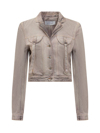 Off-white Cropped Fit Laudry Cargo Denim Jacket In Pink
