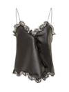 Off-white Nappa Slip Top With Lace Hems In Black