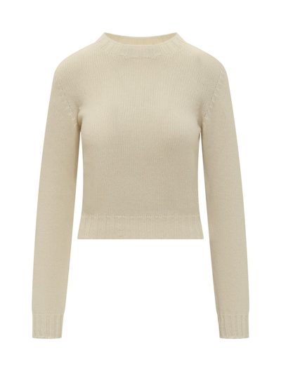 Palm Angels Curved Logo Jumper In Beige