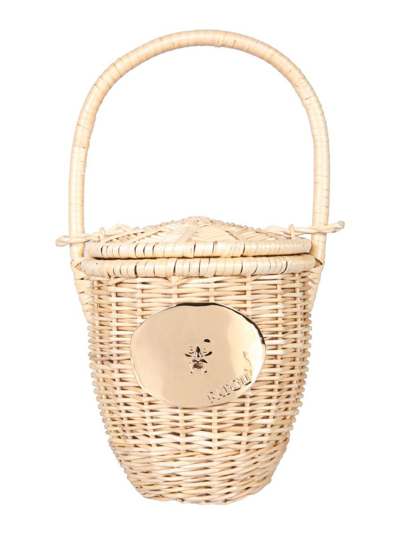 Patou Borsa A Secchiello In Vimini In Beige