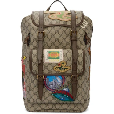 Gucci Gg Supreme Applique Backpack In Multicolour