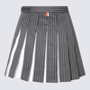 THOM BROWNE THOM BROWNE GREY AND WHITE COTTON-WOOL BLEND SKIRT