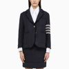 Thom Browne Navy Blue Single Breasted Jacket In Wool Blend In Blue