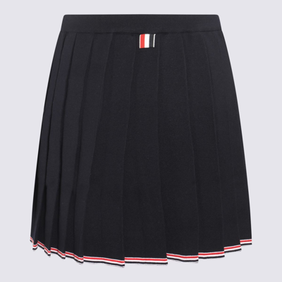 Thom Browne Navy Virgin Wool Full Needle Skirt In Blue