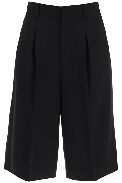 Ami Alexandre Mattiussi Ami Paris Black Wool-blend Bermuda Shorts Women