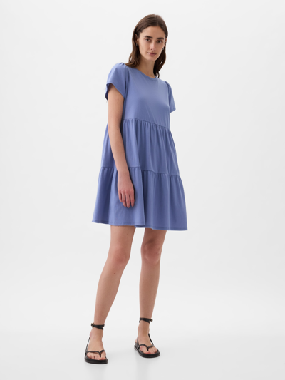 Gap Tiered Mini Dress In Larkspur Blue