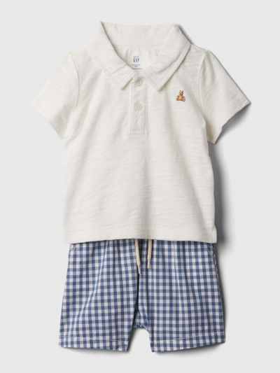 Gap Baby Polo Shirt Outfit Set In Navy Gingham