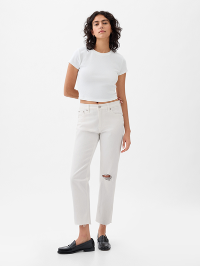 Gap High Rise Cheeky Straight Jeans In Optic White