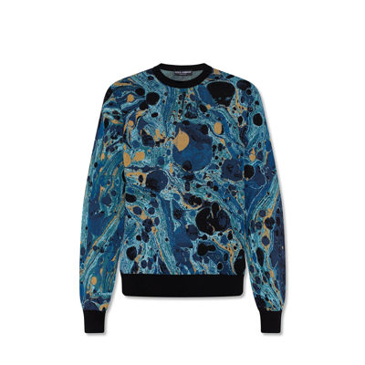 Dolce & Gabbana Patterned Sweater In Blue