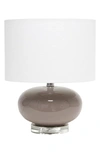 Lalia Home 15.25in Modern Ovaloid Glass Bedside Table Lamp In Gray