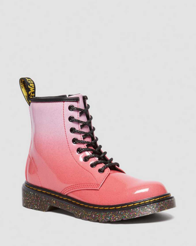 Dr. Martens' Junior 1460 Gradient Glitter Leather Lace Up Boots In Pink