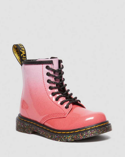 Dr. Martens' Toddler 1460 Gradient Glitter Leather Lace Up Boots In Pink