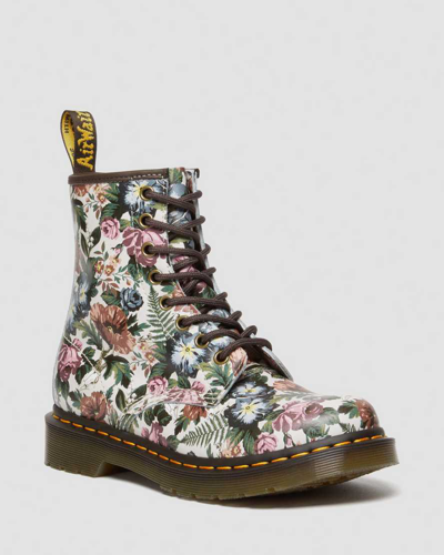 Dr. Martens 1460 Women's English Garden Leather Lace Up Boots In Multi,cream,pink