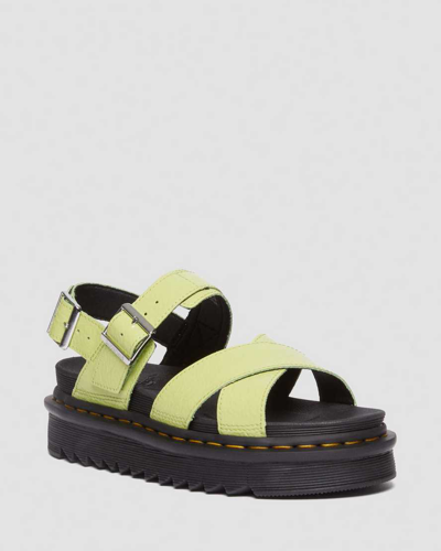 Dr. Martens' Voss Ii Distressed Patent Leather Sandals In Green