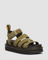 Dr. Martens' Blaire Tumbled Nubuck Leather Sandals In Green