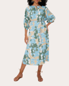 Diane Von Furstenberg Bambi Belted Floral-print Slub Woven Midi Dress In Cerulean Floral Multi