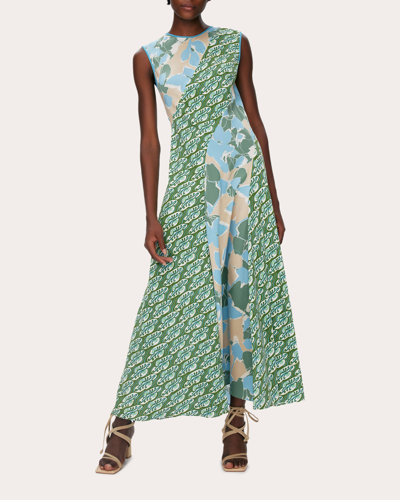 Diane Von Furstenberg Cory Floral Sleeveless Maxi Dress In E Floral Multi Ceru/ Seedling