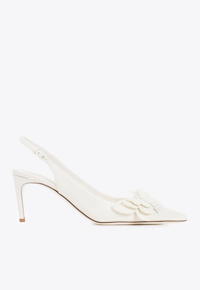 Valentino Garavani Archive Floral Patent Slingback Pumps In White