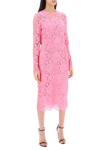 Dolce & Gabbana Midi Dress In Floral Cordonnet Lace In Pink