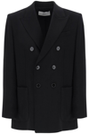 Ami Alexandre Mattiussi Ami Paris Double-breasted Tricotine In Black