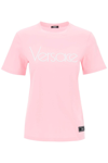 Versace Logo Cotton T-shirt In Pink