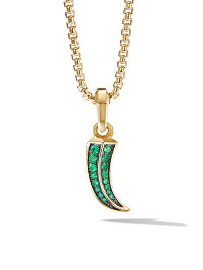 David Yurman Men's Roman Claw Amulet In 18k Yellow Gold In Emerald
