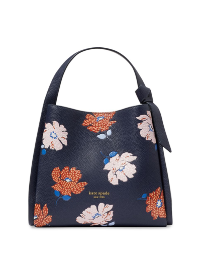 Kate Spade Knott Dotty Floral Embossed Medium Crossbody Tote In Parisian Navy