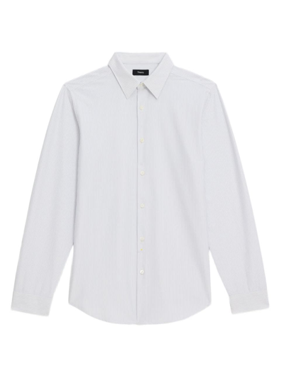 Theory Sylvain Shirt In Striped Structure Knit In White Olympic