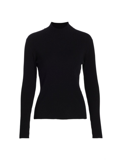 Saks Fifth Avenue Women's Rib-knit Mock Turtleneck Top In Black
