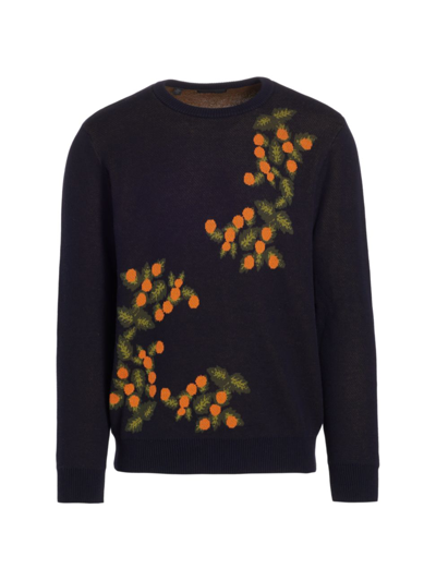 Saks Fifth Avenue Men's Collection Intarsia Crewneck Sweater In Navy