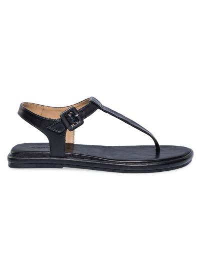 Bernardo Leather Ankle-strap Thong Sandals In Black