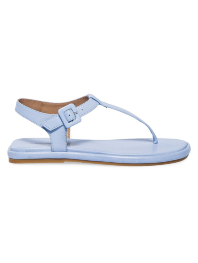 Bernardo Leather Ankle-strap Thong Sandals In Cornflower Blue G
