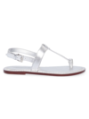 Bernardo Metallic T-strap Slingback Sandals In Silver Antique Ca