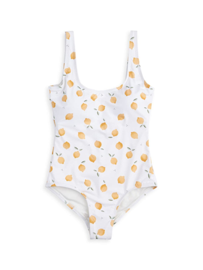 Firsts By Petit Lem Girl's Lemon One-piece Swimsuit In Off White