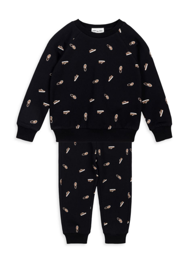 Miles The Label Baby Boy's Sneakers Print Sweatsuit In Black