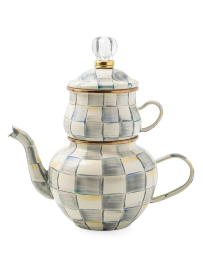 Mackenzie-childs Sterling Check High Tea Set In Gray